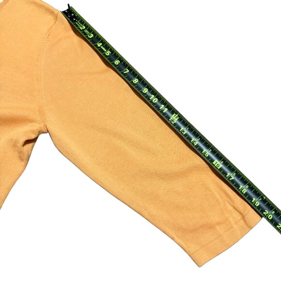 Amanda Smith Silk-Cotton Blend Cardigan Sweater XL Orange Floral-Lined Interior - Picture 10 of 13